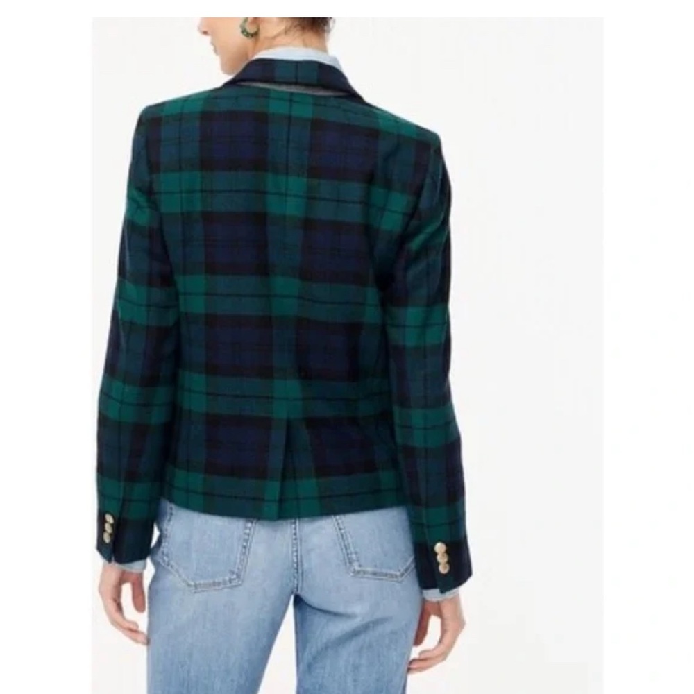 J.Crew Black Watch Plaid Wool-Blend Schoolboy Blazer, green - Picture 3 of 7